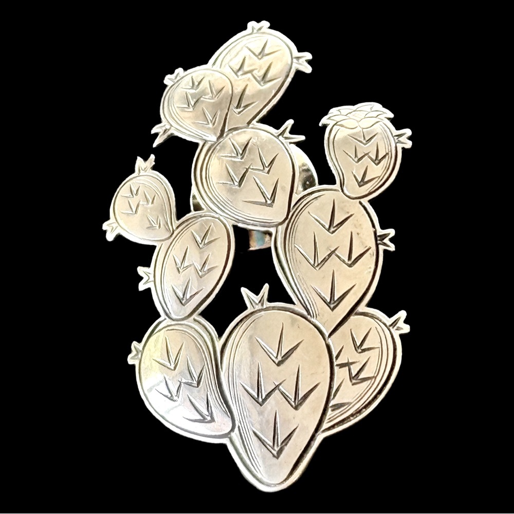Petite Kit Carson Sterling Silver Cactus Rodeo Pin Brooch